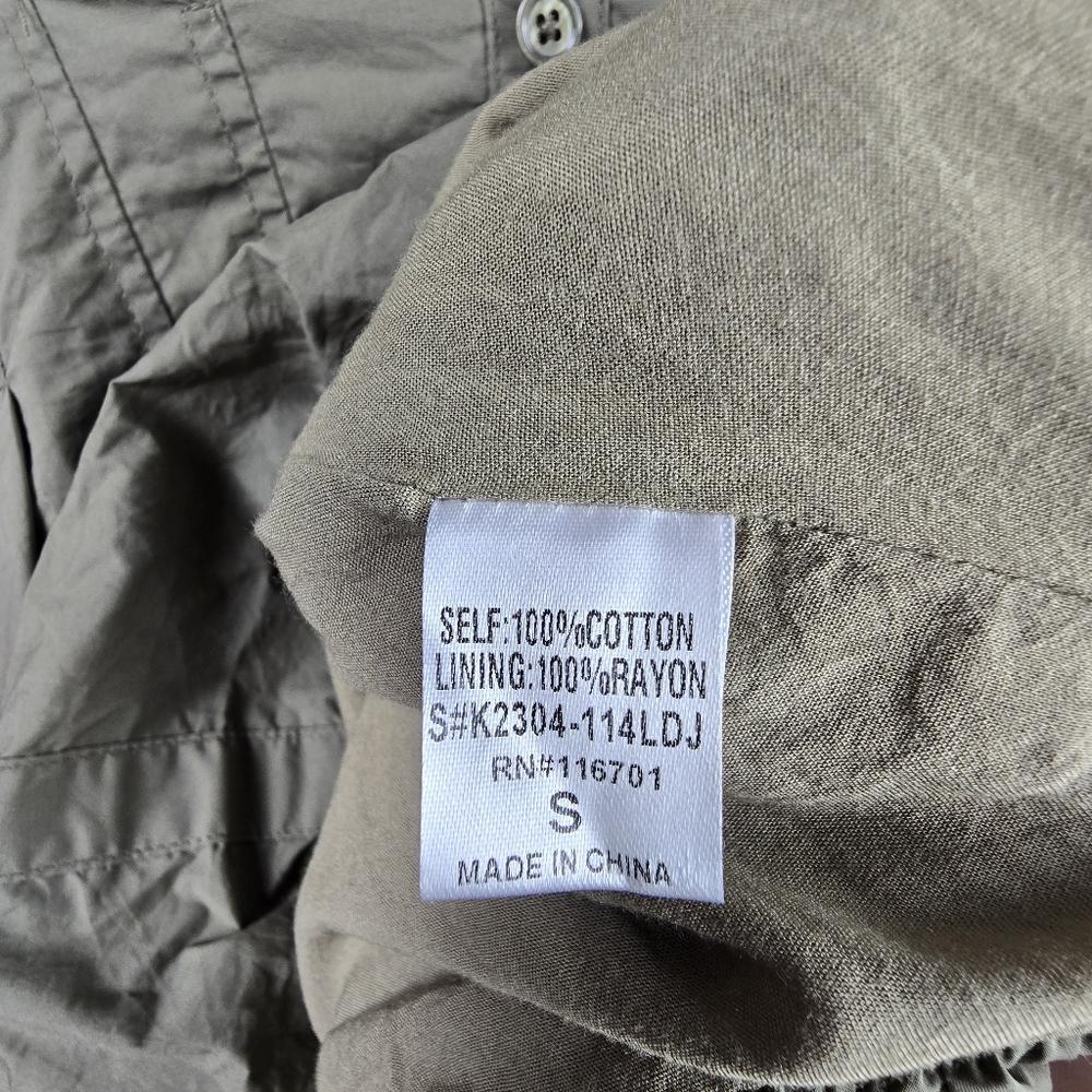 Karlie Solid Pleat Bubble Hem Mini Shirt Dress Button Up Olive Green Womens Sz S - Picture 8 of 15
